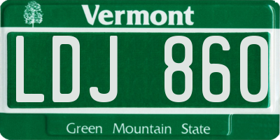 VT license plate LDJ860