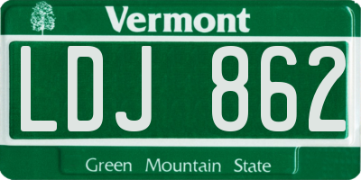 VT license plate LDJ862