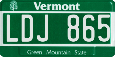 VT license plate LDJ865