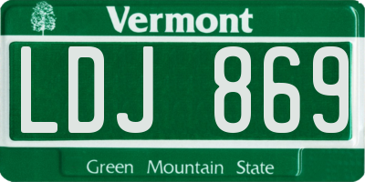 VT license plate LDJ869