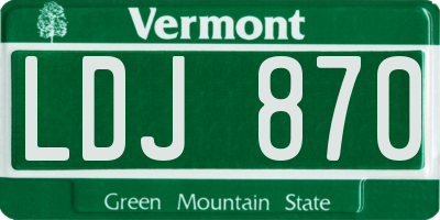 VT license plate LDJ870