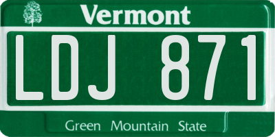 VT license plate LDJ871