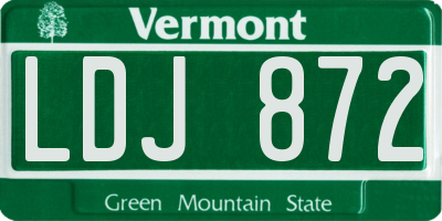 VT license plate LDJ872