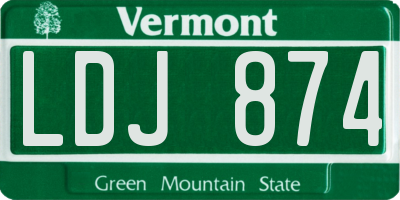 VT license plate LDJ874