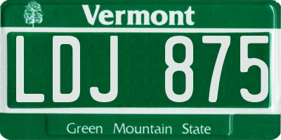 VT license plate LDJ875