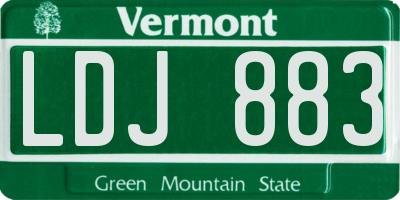 VT license plate LDJ883
