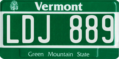 VT license plate LDJ889