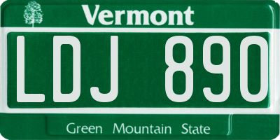 VT license plate LDJ890