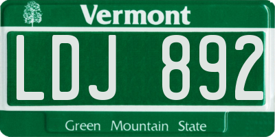 VT license plate LDJ892