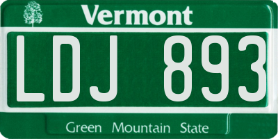 VT license plate LDJ893