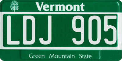 VT license plate LDJ905