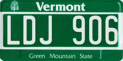 VT license plate LDJ906