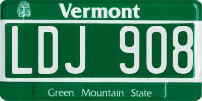 VT license plate LDJ908