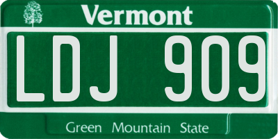 VT license plate LDJ909
