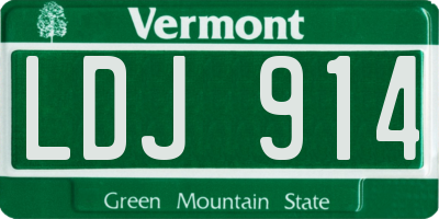 VT license plate LDJ914