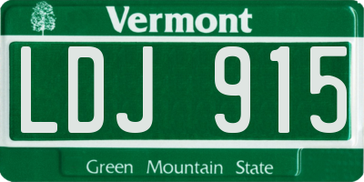 VT license plate LDJ915