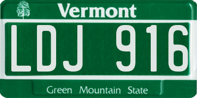 VT license plate LDJ916
