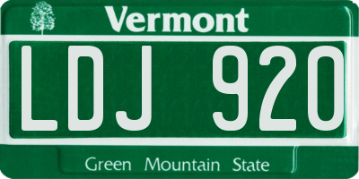 VT license plate LDJ920