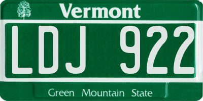 VT license plate LDJ922