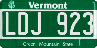 VT license plate LDJ923
