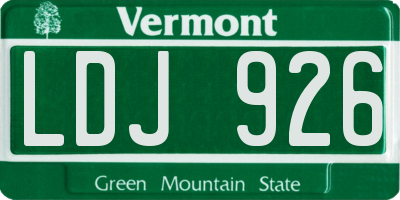 VT license plate LDJ926