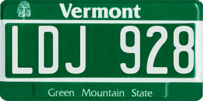 VT license plate LDJ928