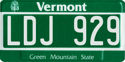 VT license plate LDJ929