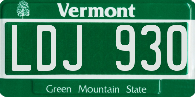 VT license plate LDJ930
