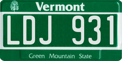 VT license plate LDJ931