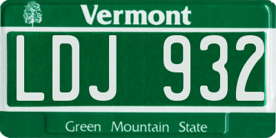 VT license plate LDJ932