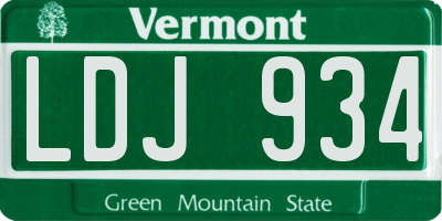 VT license plate LDJ934