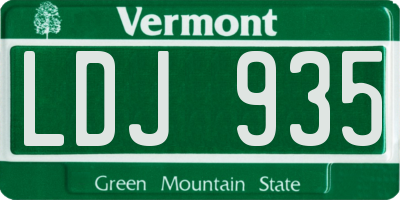 VT license plate LDJ935