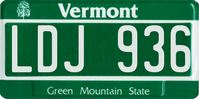 VT license plate LDJ936