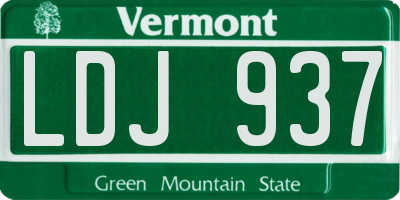 VT license plate LDJ937