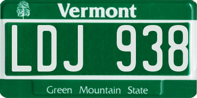 VT license plate LDJ938
