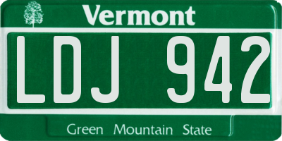 VT license plate LDJ942