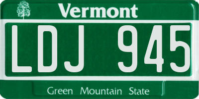 VT license plate LDJ945