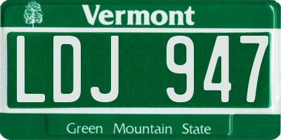 VT license plate LDJ947
