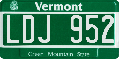 VT license plate LDJ952