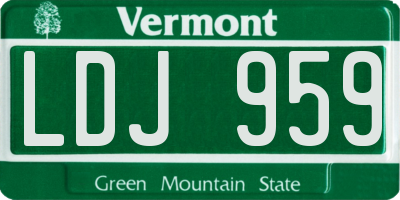 VT license plate LDJ959