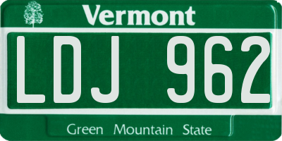 VT license plate LDJ962