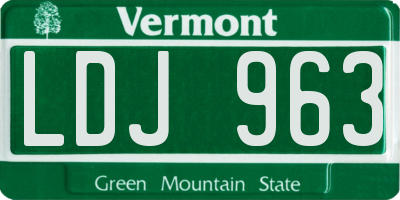 VT license plate LDJ963