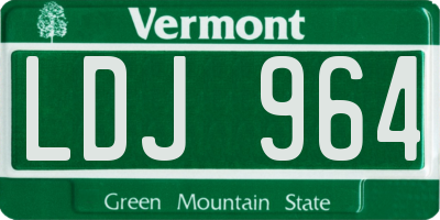VT license plate LDJ964