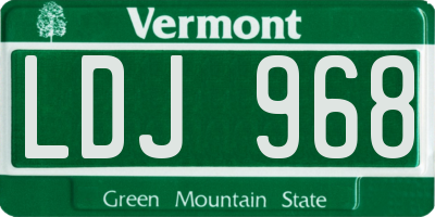 VT license plate LDJ968