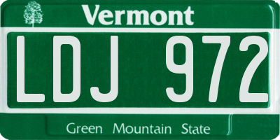 VT license plate LDJ972