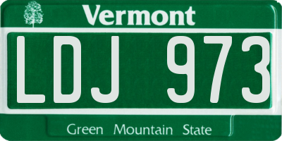 VT license plate LDJ973