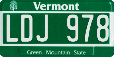 VT license plate LDJ978