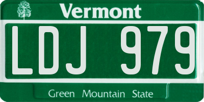 VT license plate LDJ979