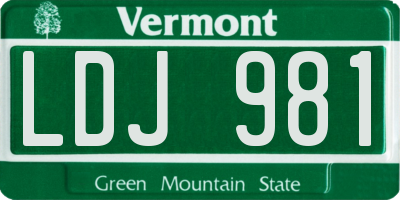 VT license plate LDJ981