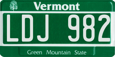 VT license plate LDJ982